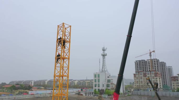 塔吊安装 建筑工程机械 塔吊 2k素材