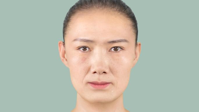 4K逐渐衰老人年轻女性