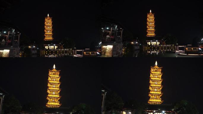 乌镇白莲塔寺夜景