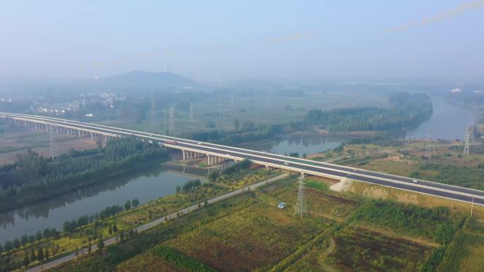 枣庄薛城蟠龙河大桥航拍