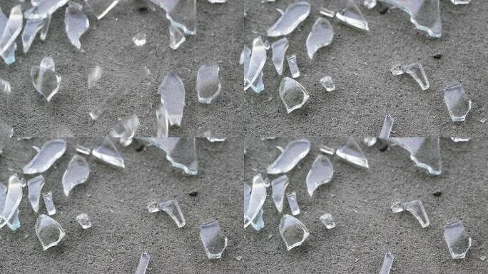 破碎的玻璃掉在地上