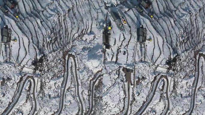 竖排 冬季 梯田 抖音 雪地 风光 航拍