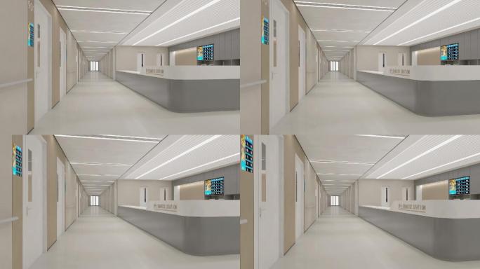 3D动画医院诊所前台护士站走廊HS018