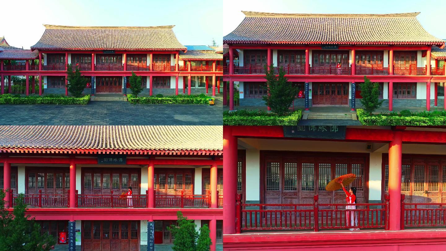 中式古建筑风格庭院园林中式小楼廊柱01