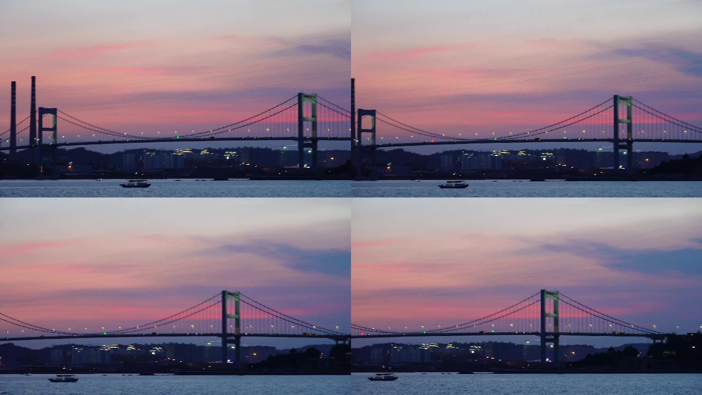 夕阳 落日 海 大桥 余晖 气氛 浪漫