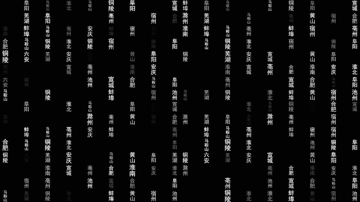 安徽省各城市文字粒子动画墙背景