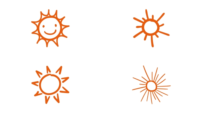 手绘卡通太阳元素png序列8组