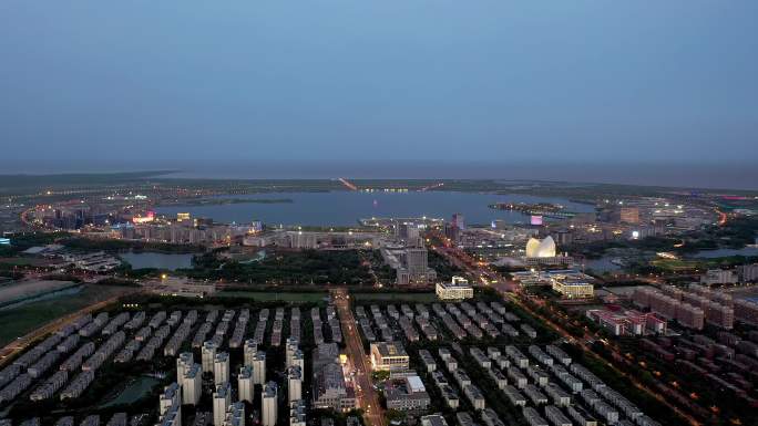 滴水湖夜景航拍