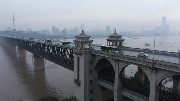 武汉长江大桥建成纪念碑航拍89