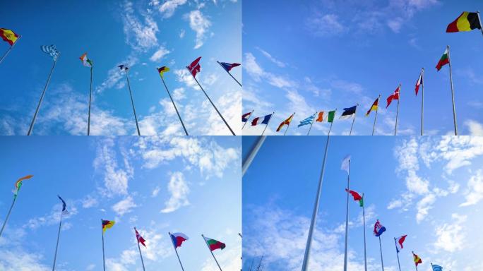 世界各国国旗飘扬视频素材