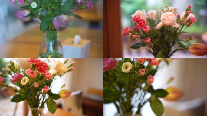 花瓶 鲜花 玫瑰 雏菊 餐厅 浪漫 花
