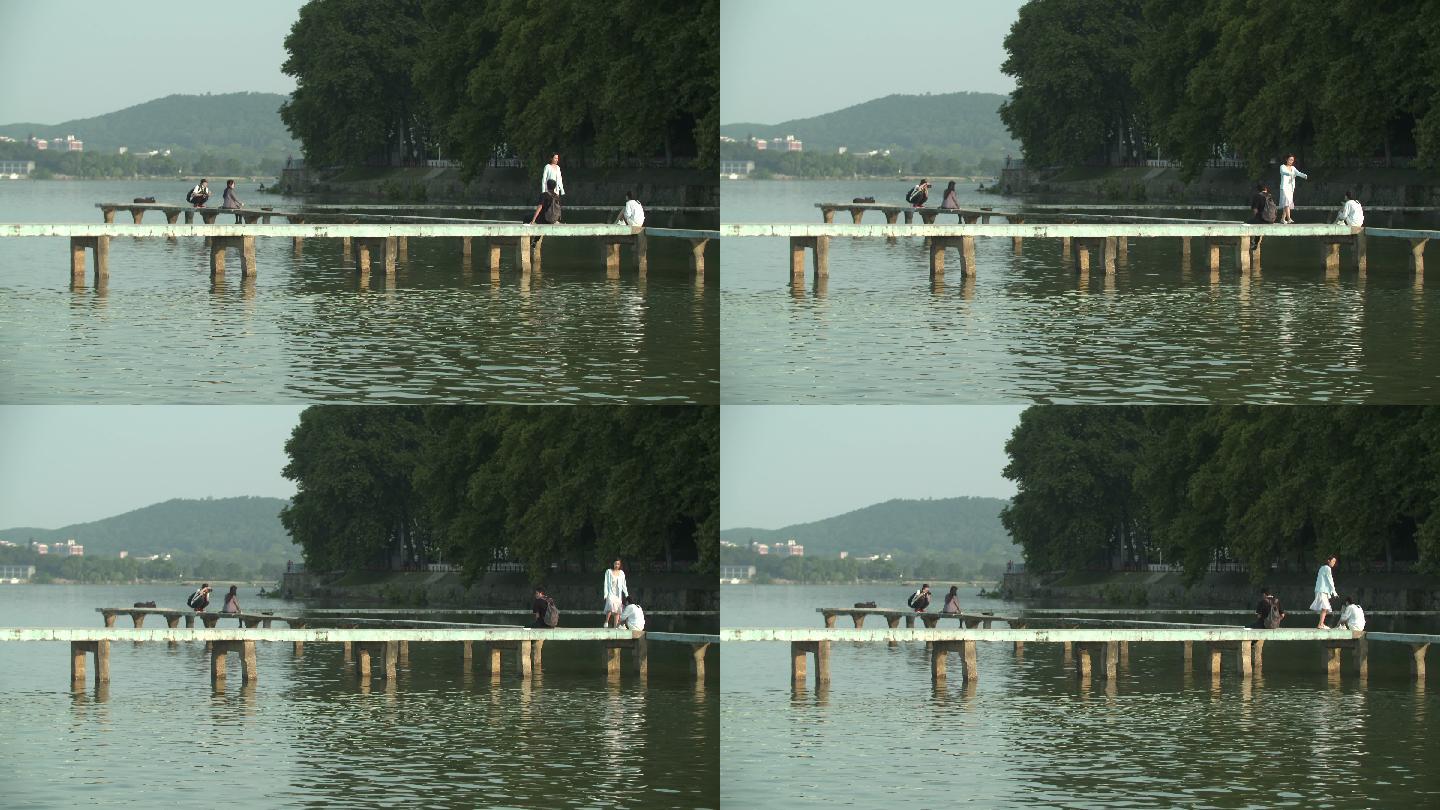武汉东湖拍照的人