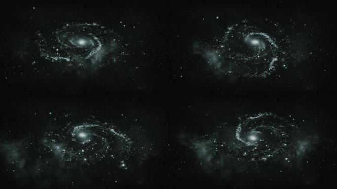【4K宇宙】旋转星云黑白星系银河科技背景