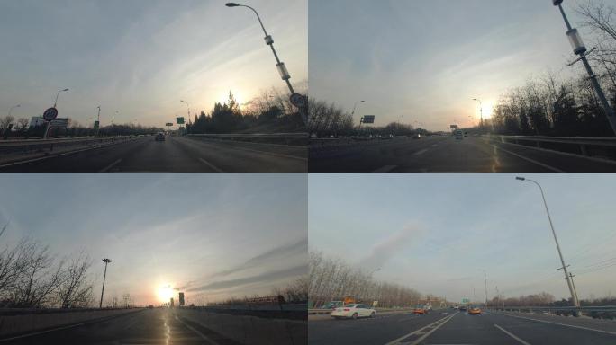 冬季的北京六环高速公路
