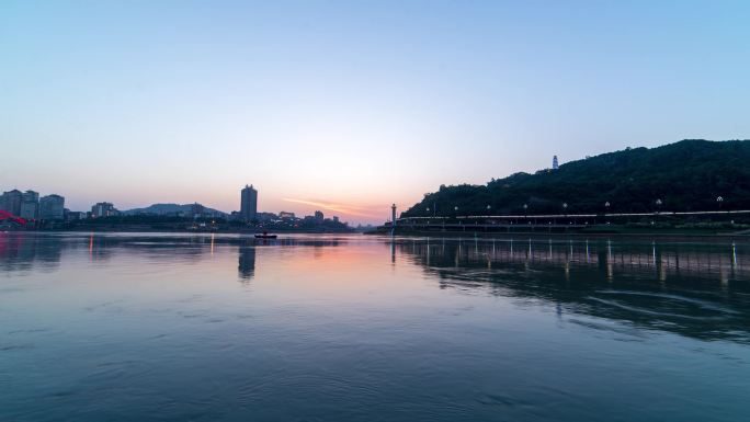 宜宾城市夜景入夜日落风光延时摄影