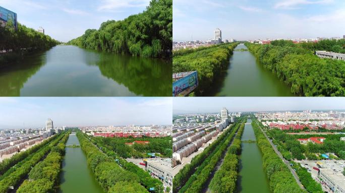 生态、河流航拍，中卫城区绿化4K