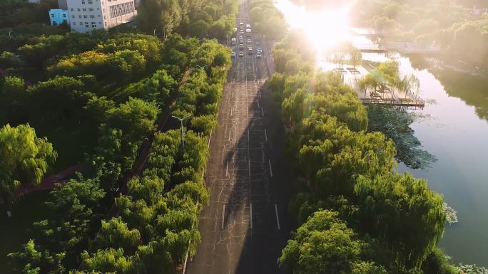 夕阳、道路、车流，4K