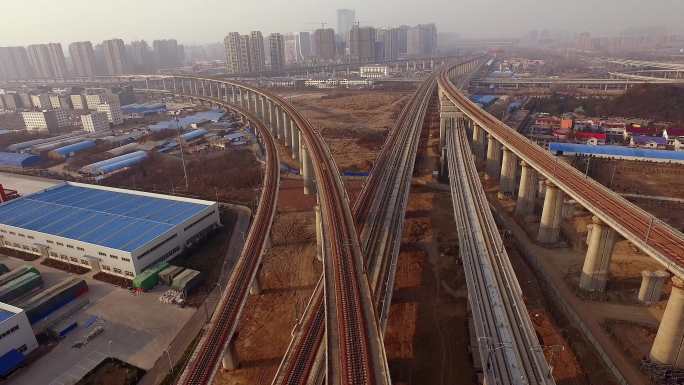 中国制造2025 未建成高铁铁轨航拍