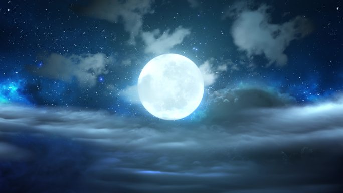 【4K】圆月夜色夜空-动态背景