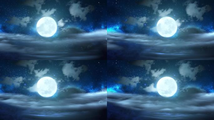【4K】圆月夜色夜空-动态背景