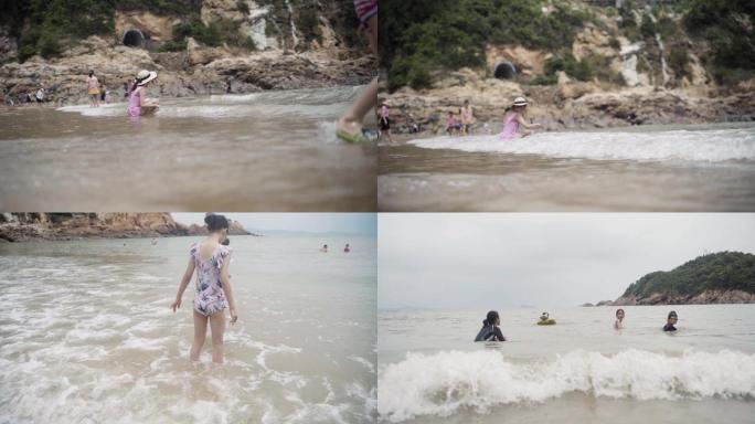 海边 游泳 玩水 沙滩 海浪 浪 儿童
