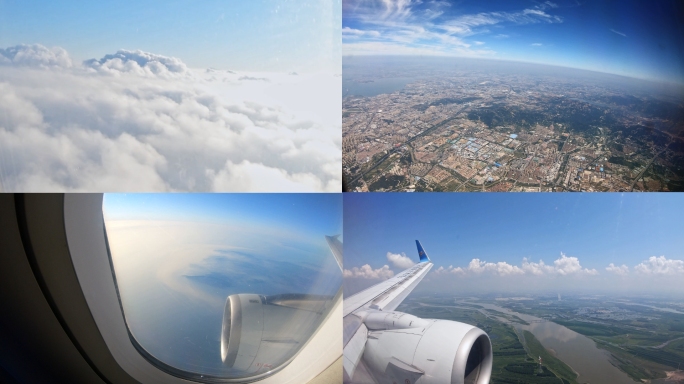 航班飞机窗外云层机翼