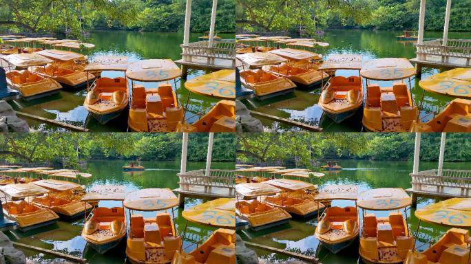 公园游船划船游乐园脚踏船设施水塘