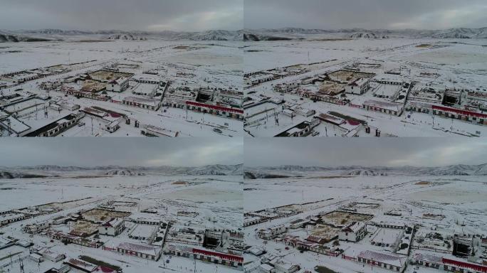 西藏雪山脚下房屋