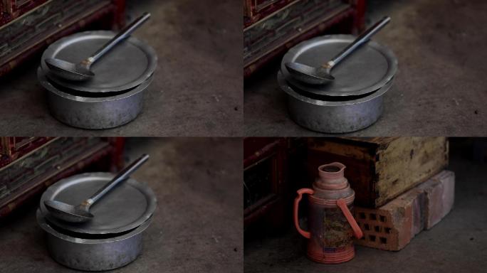 农村老物件铁锅 水壶