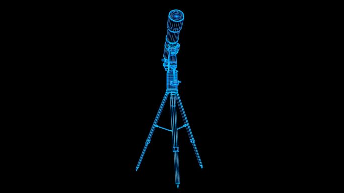 蓝色全息科技线框望远镜旋转带通道