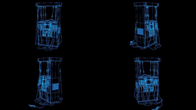 蓝色全息科技线框加油机旋转带通道