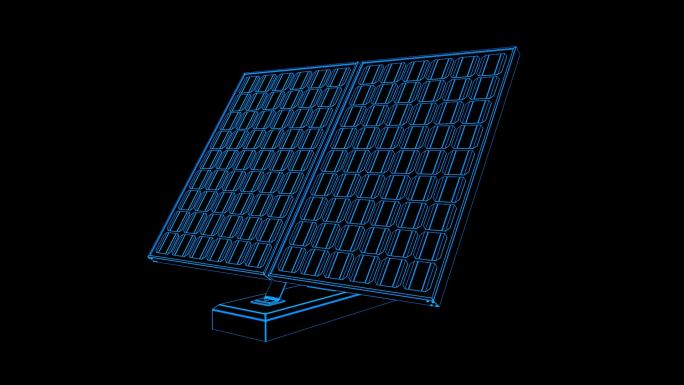 蓝色全息科技线框太阳能电池板二旋转带通道