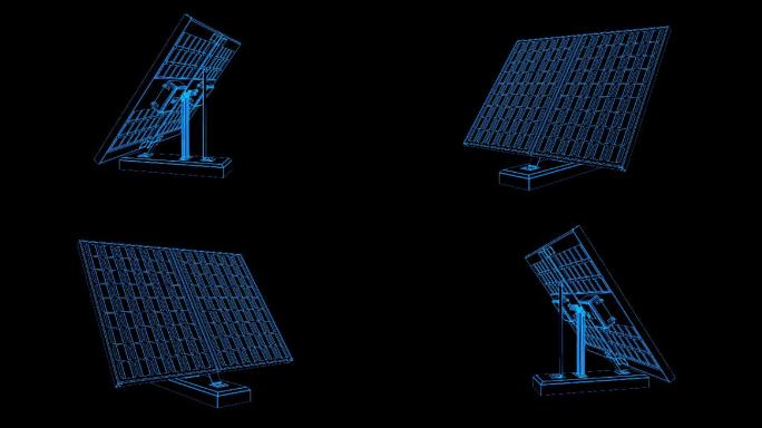 蓝色全息科技线框太阳能电池板二旋转带通道