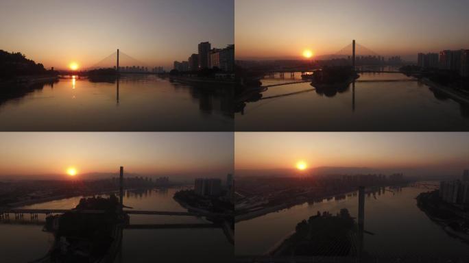 福州三县洲大桥日落航拍