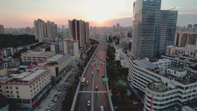 海南海口海秀快速路航拍/侨中/海垦广场