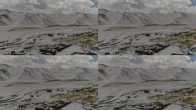 西藏雪山脚下房屋