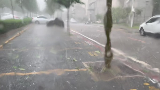 冰雹 大风 车内 风雨交加