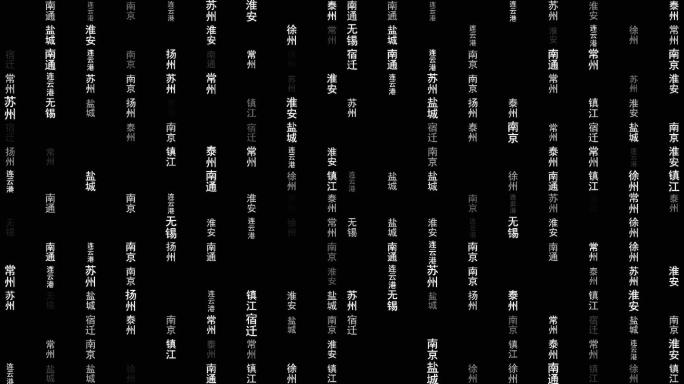 江苏省各城市文字粒子动画墙背景