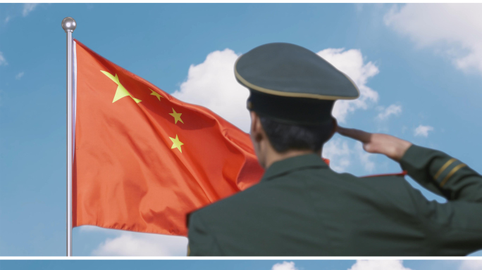 4K即将退伍的军人老兵向国旗敬礼