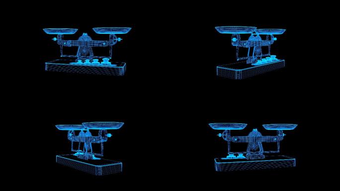蓝色全息科技线框天平秤旋转带通道