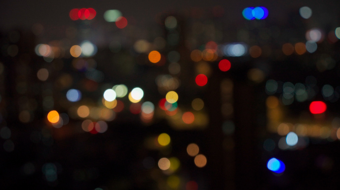 城市夜景霓虹光斑 4K