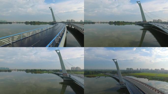 上海航拍金山枫泾白牛塘大桥——大雁桥