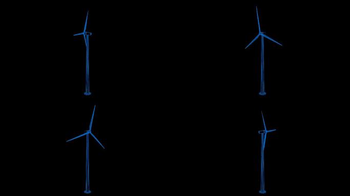 蓝色全息科技线框风力电机旋转带通道
