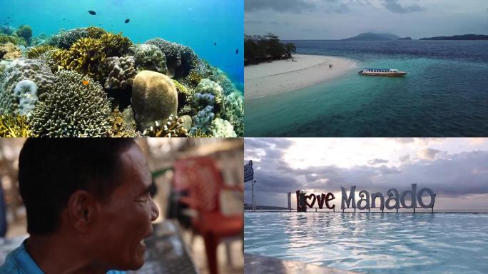印尼美娜多岛屿风光和风土人情实拍