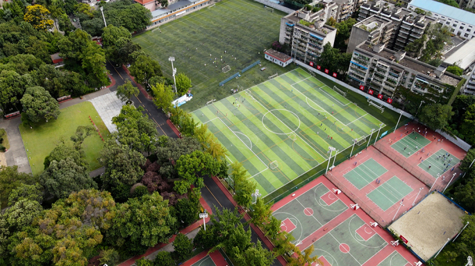 4k航拍成都体育学院武侯祠锦里实拍