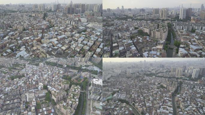 航拍5k广州海珠区石溪村全貌