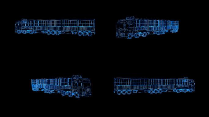 蓝色全息科技线框仓栅式货车旋转带通道