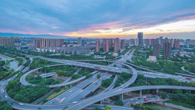 西安西三环三桥立交城市夜景延时