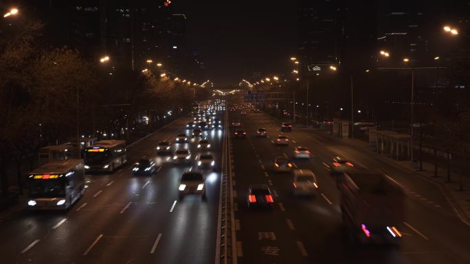 北京夜景 车水马龙 车流空镜 城市夜景