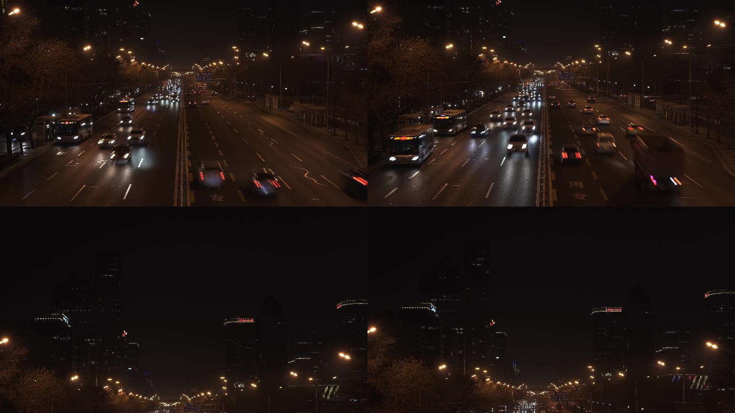 北京夜景 车水马龙 车流空镜 城市夜景